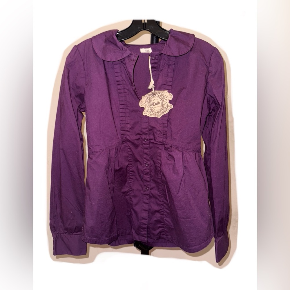 Tulle Vintage Purple Button-Up Blouse